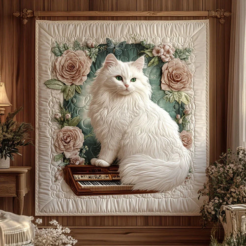Timeless Rose Cat Quilt Blanket