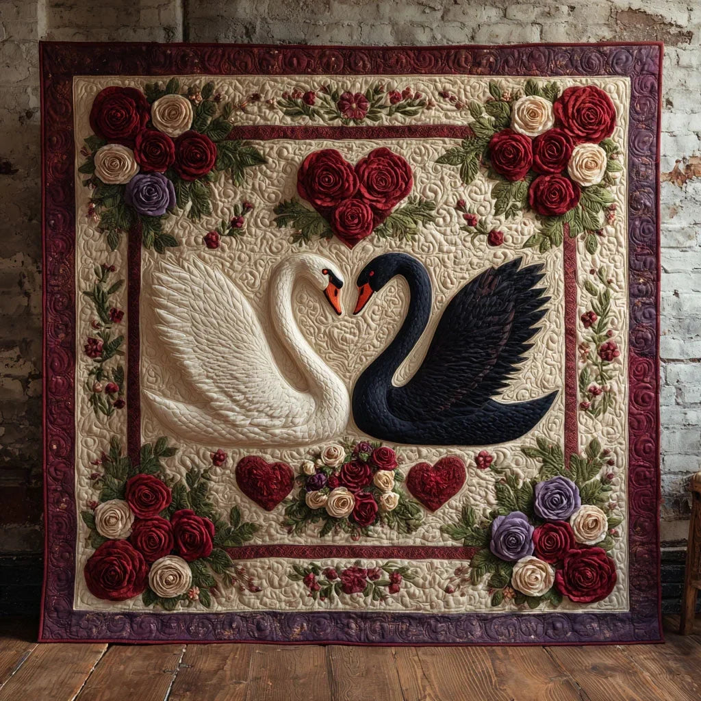 Timeless Swan Elegance Quilt Blanket