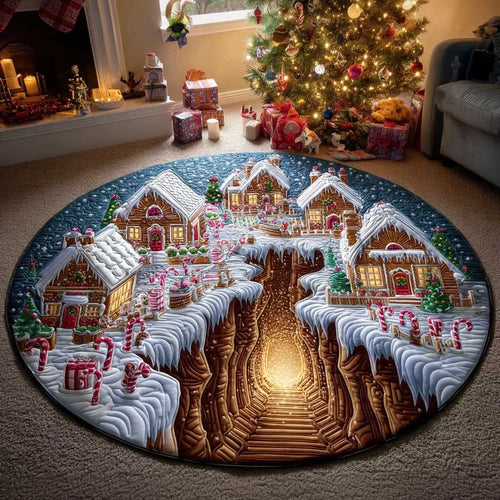 Tiny Town Christmas Quilted Round Mat