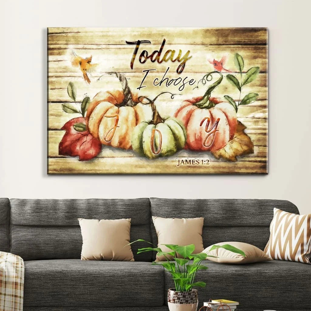 today i choose joy fall thanksgiving wall art canvas print (Landscape) (view 2)