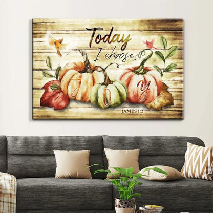 today i choose joy fall thanksgiving wall art canvas print (Landscape) (view 2)
