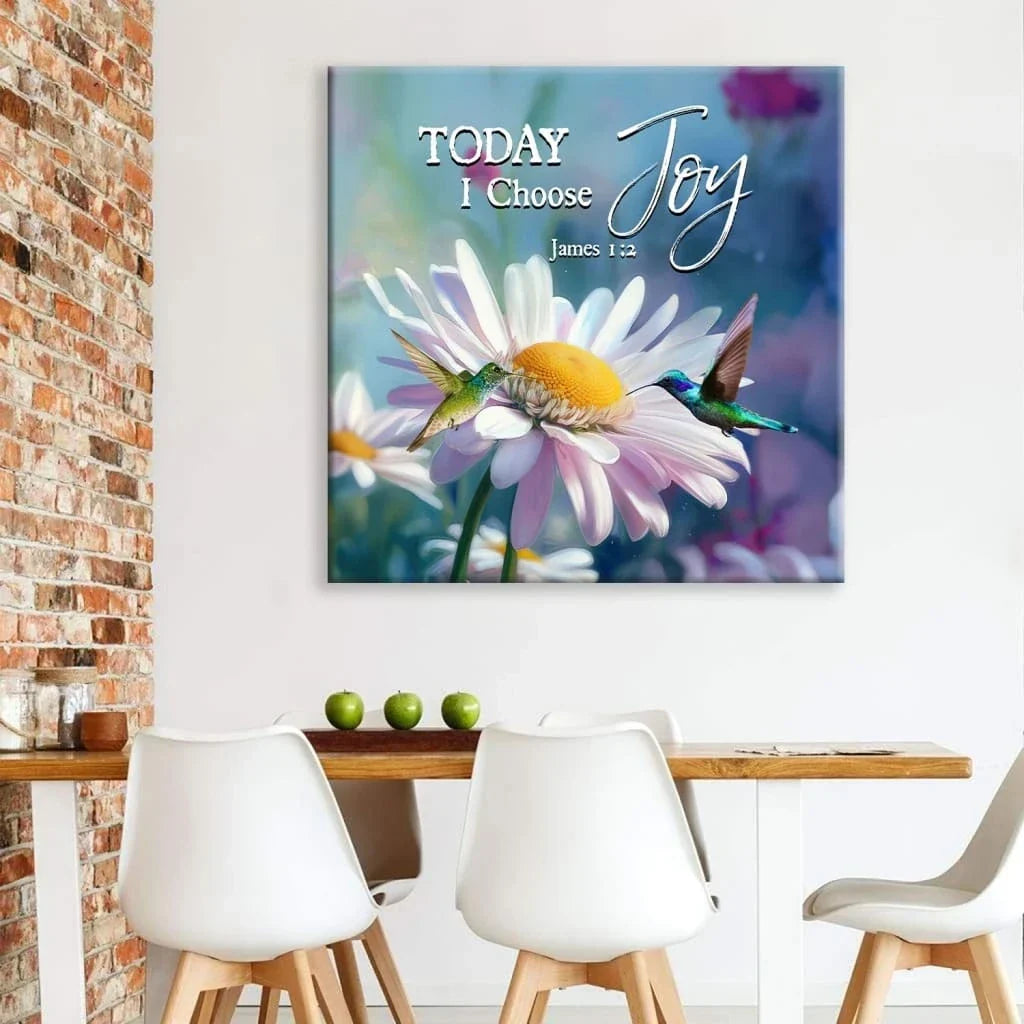 today i choose joy james 1 2 hummingbird with daisies wall art canvas (view 11)