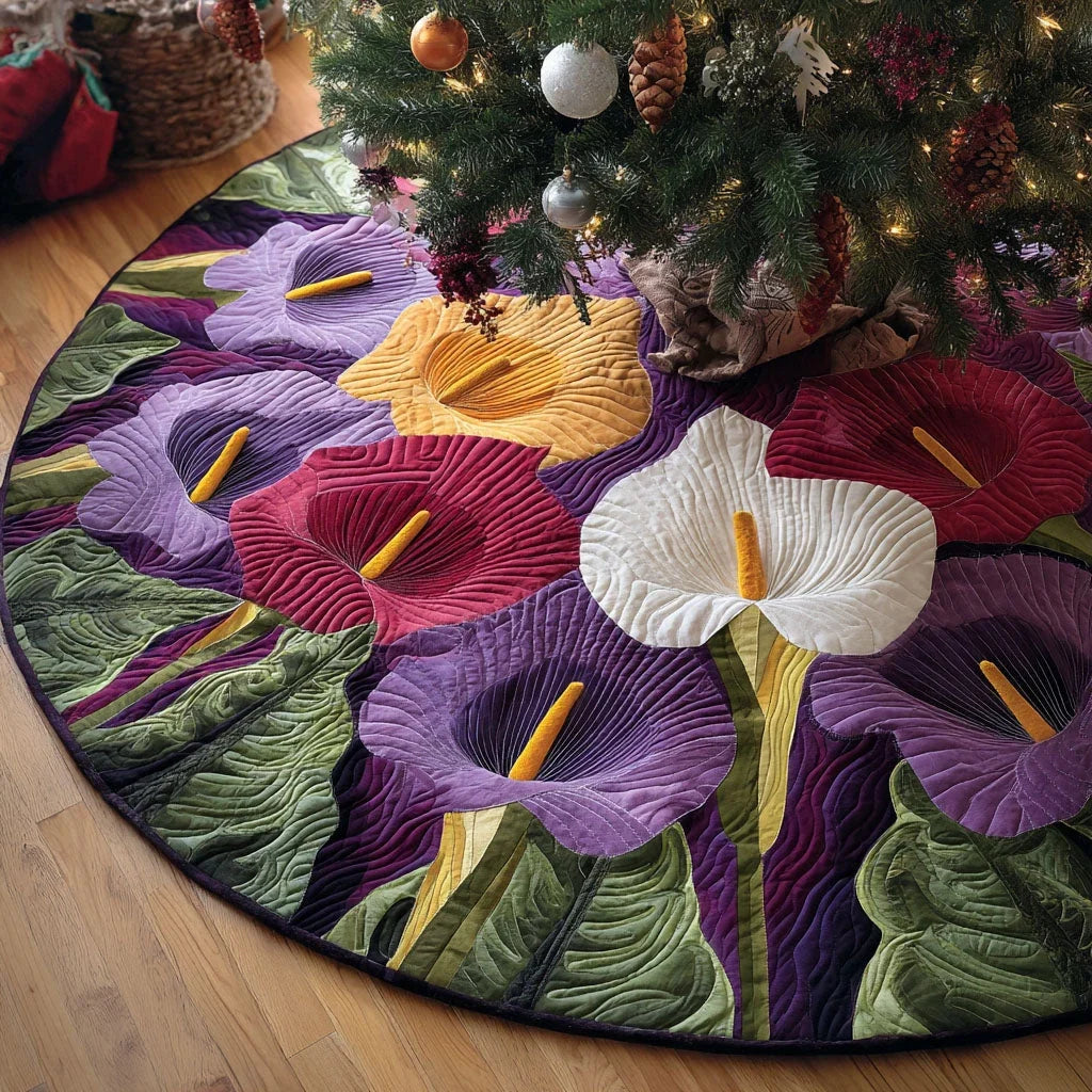 Tranquil Bloom Christmas Quilted Tree Skirt