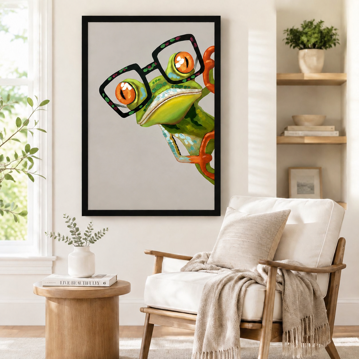 Nerdy Frog Glasses Funny Canvas Wall Art