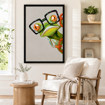 Nerdy Frog Glasses Funny Canvas Wall Art