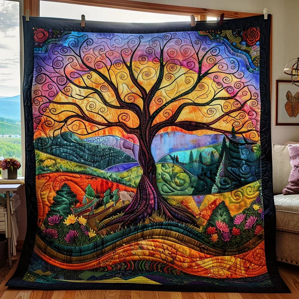 Tree Of Life Colorful Quilt Blanket