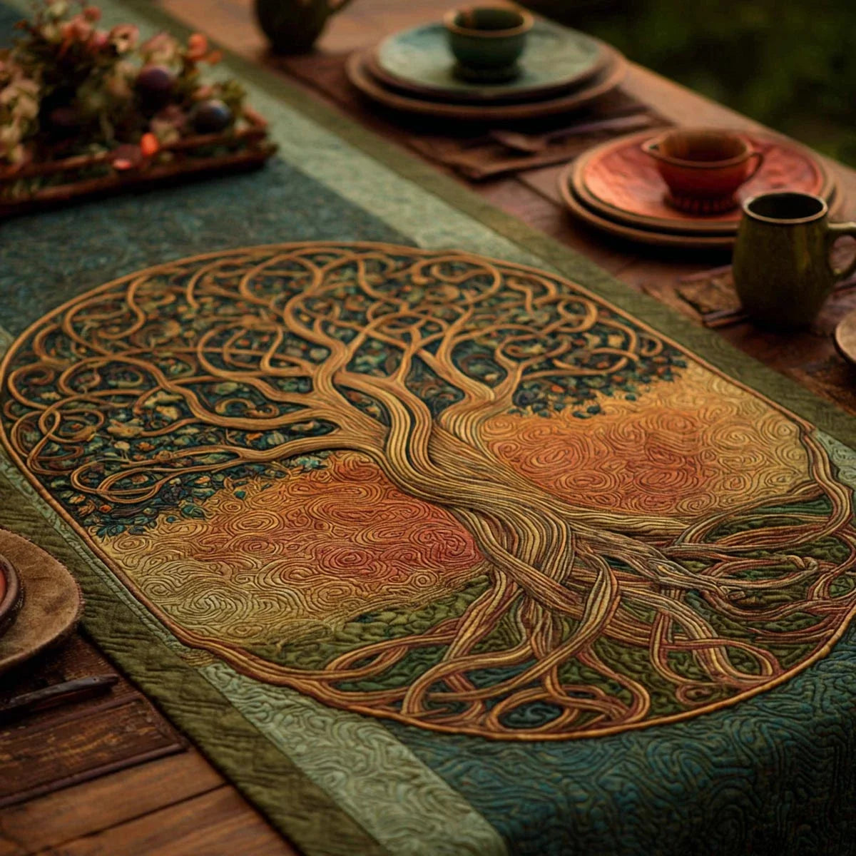 Tree of Life Quilted Table Runner