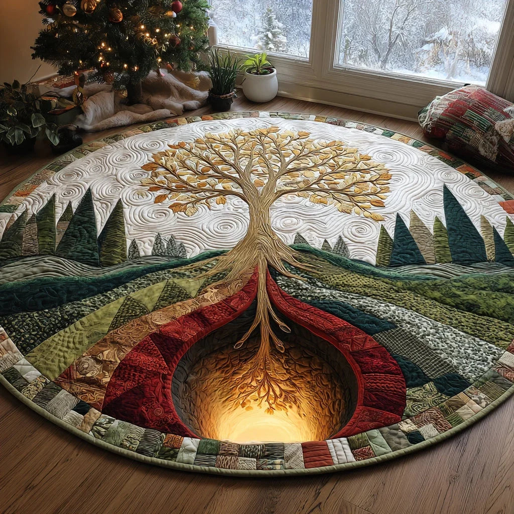Tree Wonderland Entry Quilted Round Mat