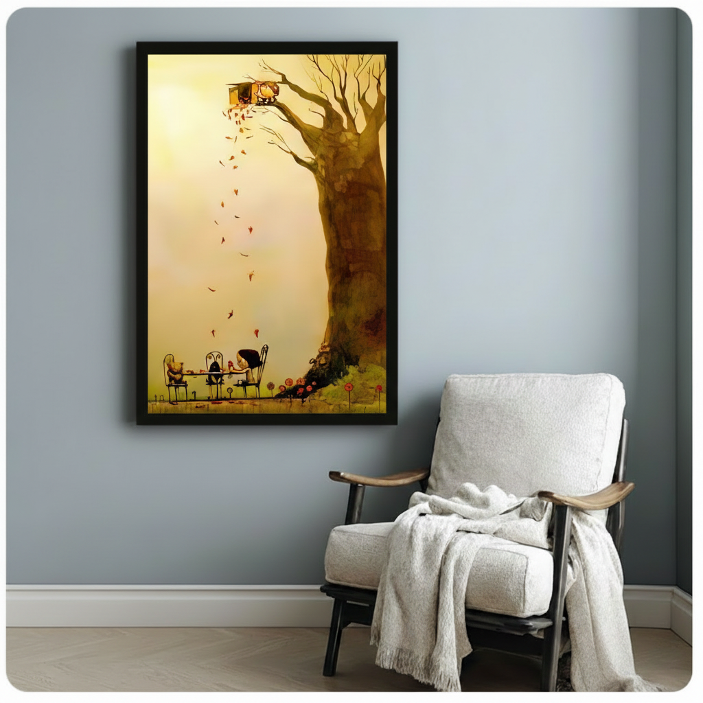 Autumn Treehouse Fairy Tale Whimsical Canvas Print
