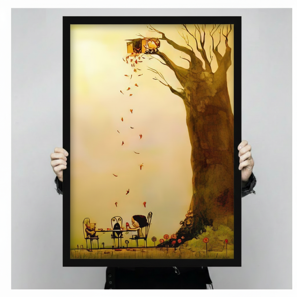 Autumn Treehouse Fairy Tale Whimsical Canvas Print