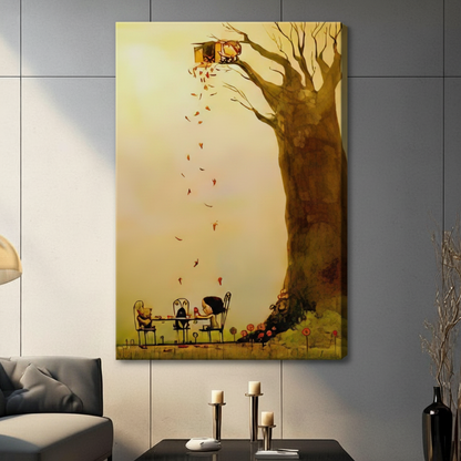 Autumn Treehouse Fairy Tale Whimsical Canvas Print