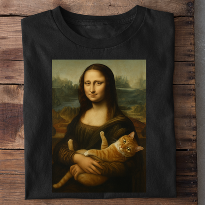 Mona Lisa mit Katze Unisex Shirt