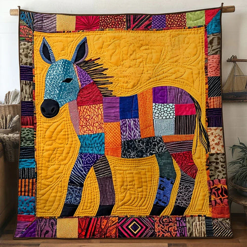 Tribal Art Donkey Quilt Blanket