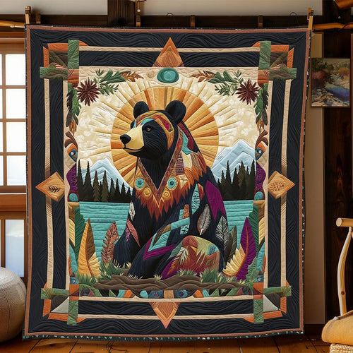 Tribal Bear Totem Quilt Blanket