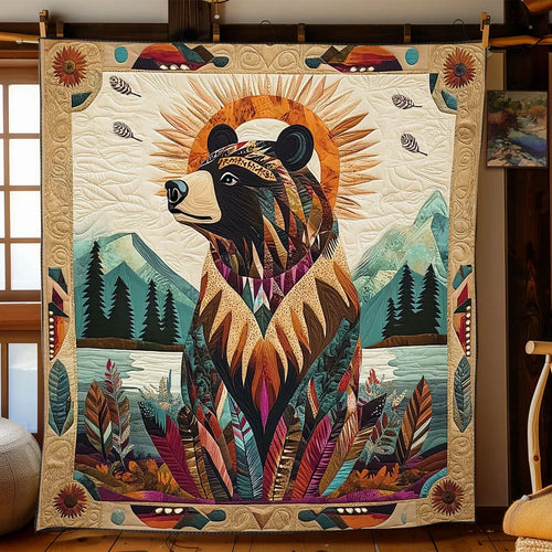 Tribal Bear Totem Quilt Blanket