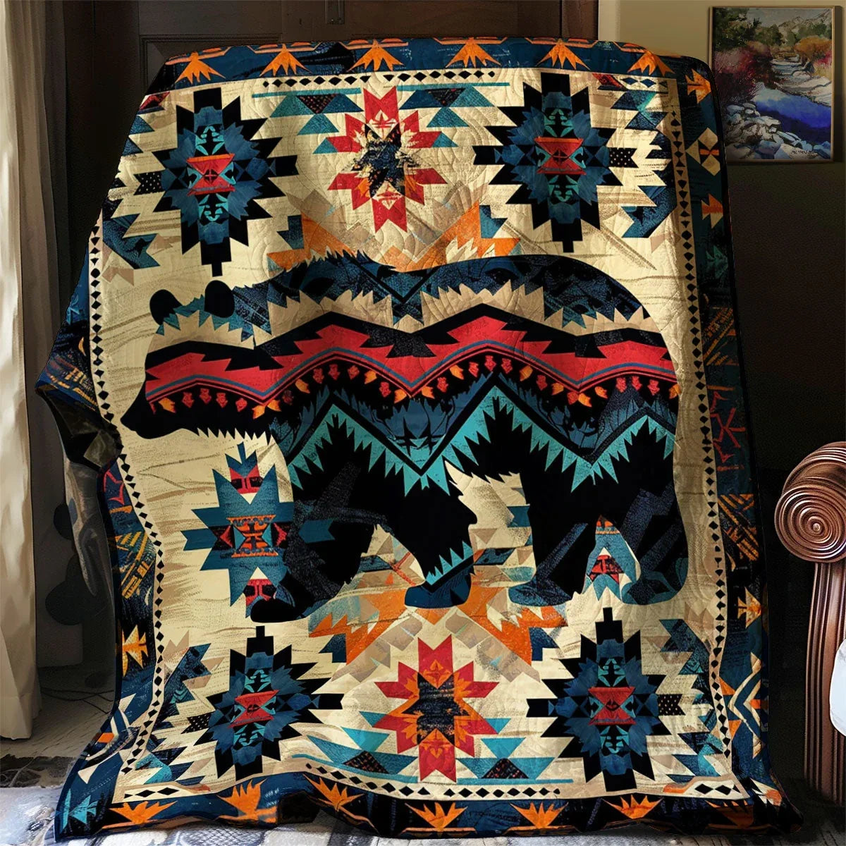 Tribal Bear Quilt Blanket