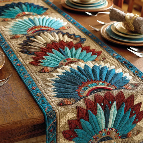 Tribal Headdress Pride Quilted Table Runner