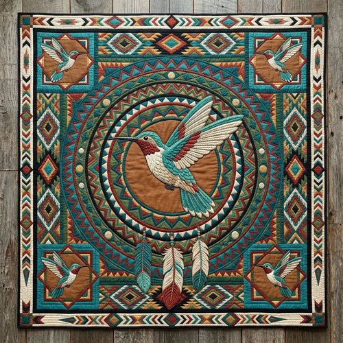 Tribal Hummingbird Quilt Blanket