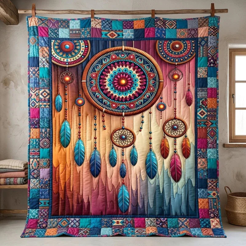Tribal Mandala Quilt Blanket - Quilted Blanket by Wild and Way