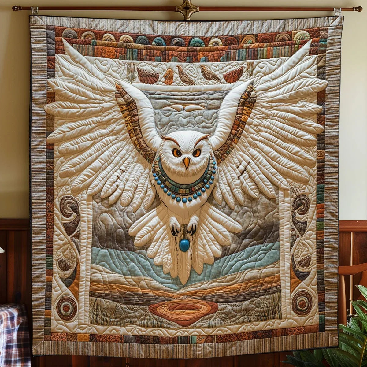 Tribal Owl Quilt Blanket