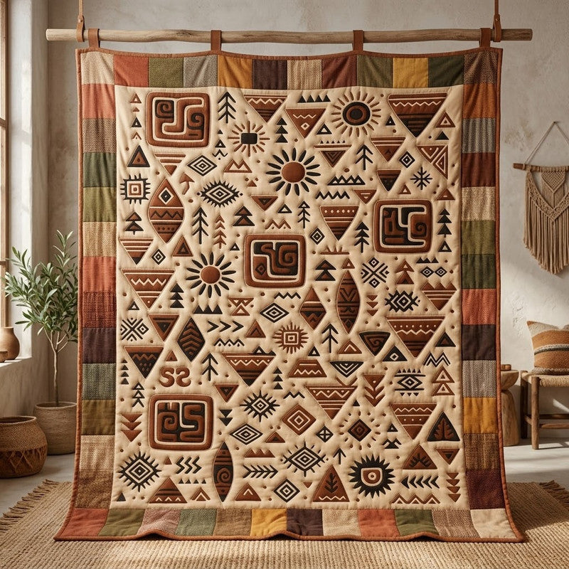 Tribal Pattern Quilt Blanket - Quilted Blanket by Wild and Way