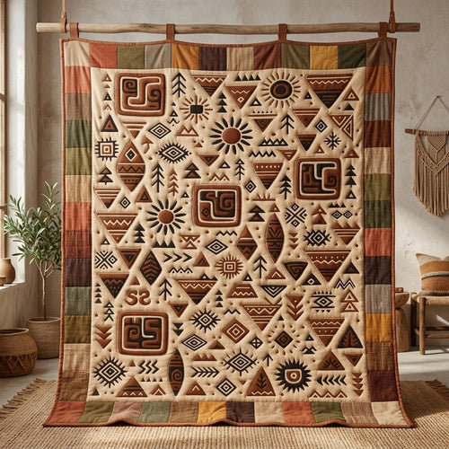 Tribal Pattern Quilt Blanket - Quilted Blanket by Wild and Way