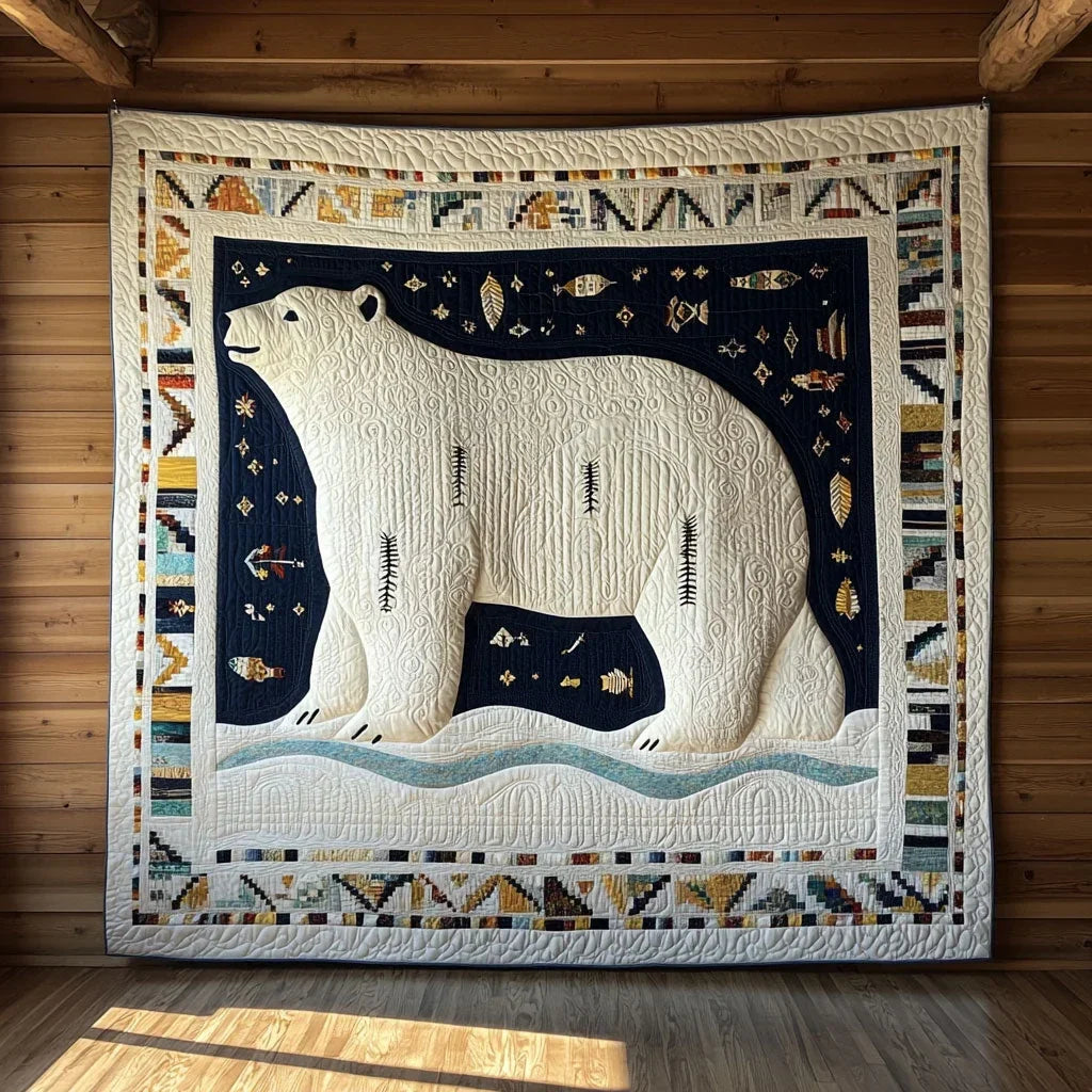 Tribal Polar Bear Quilt Blanket
