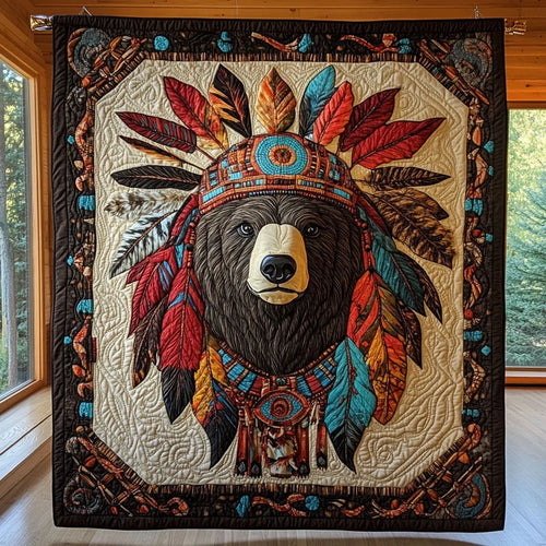 Tribal Spirit Bear Quilt Blanket