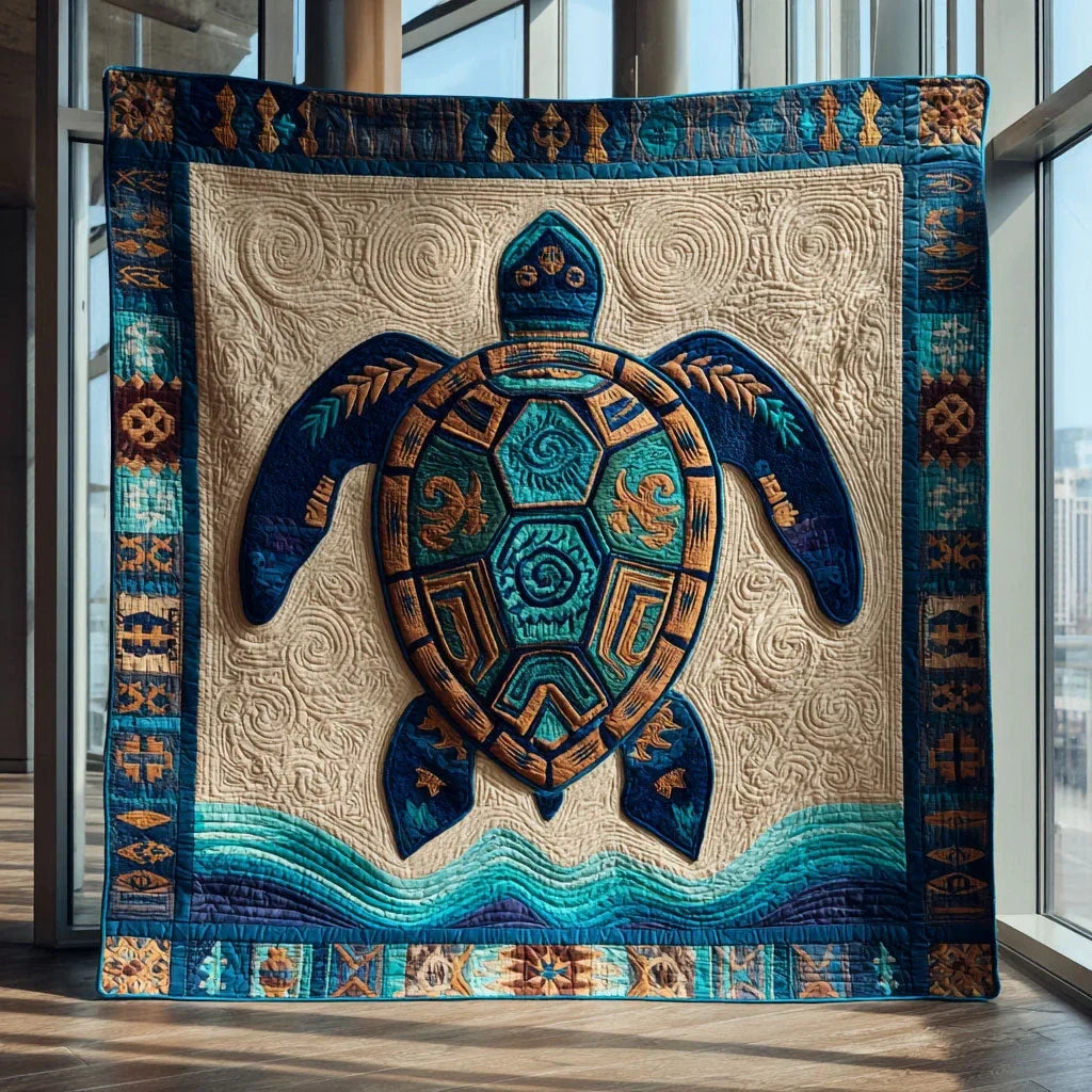Tribal Turtle Quilt Blanket