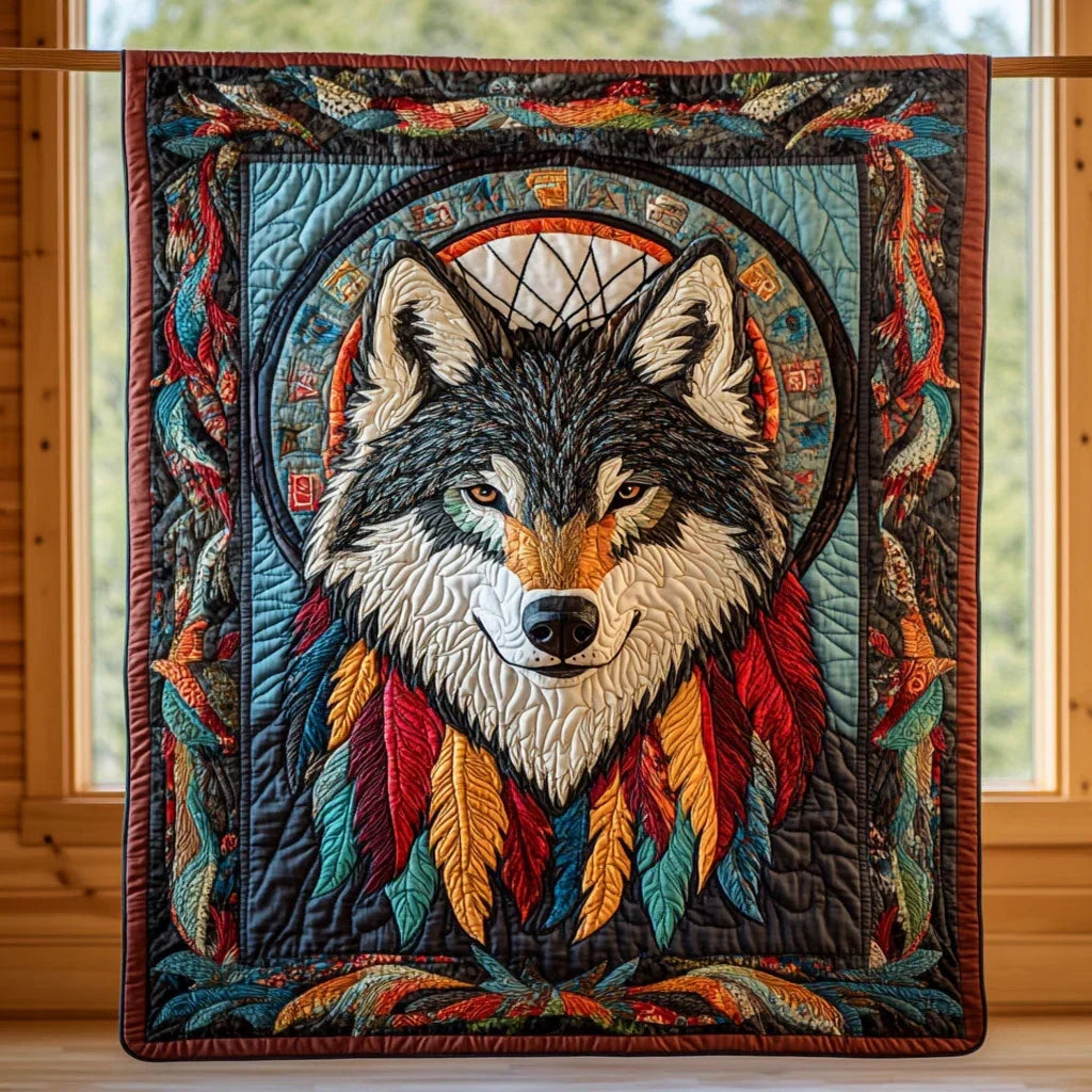 Tribal Wolf Quilt Blanket