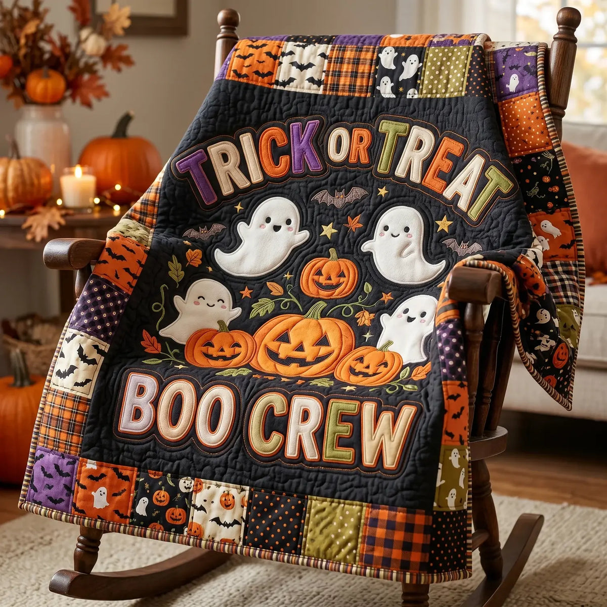 Trick Or Treat Boo Crew Quilt Blanket