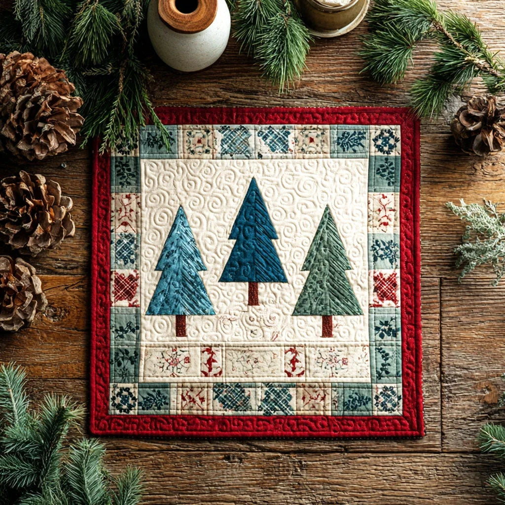 Trio of Pines Quilted Table Topper