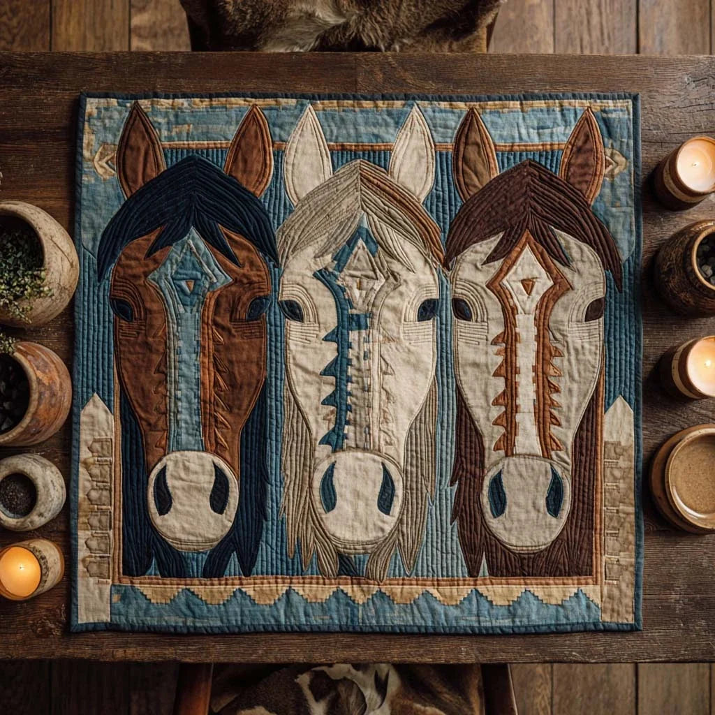 Triple Stallion Power Quilted Table Topper