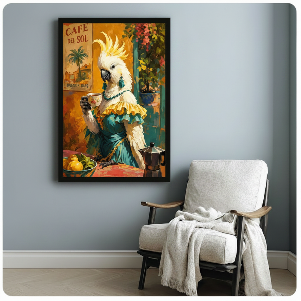 Tropical Cockatoo Cafe Canvas Wall Art