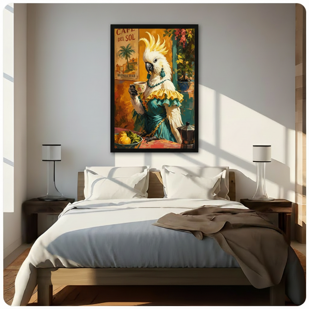 Tropical Cockatoo Cafe Canvas Wall Art