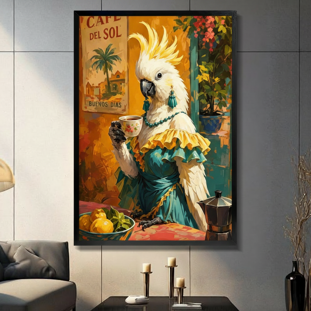 Tropical Cockatoo Cafe Canvas Wall Art