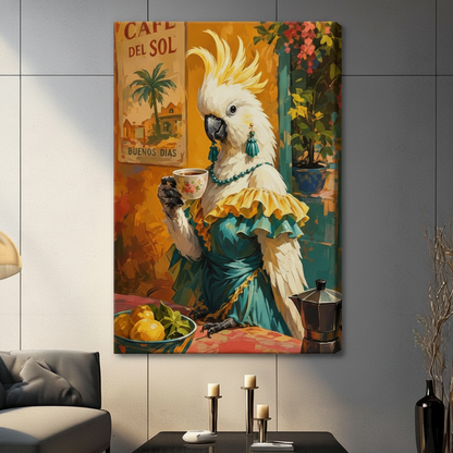 Tropical Cockatoo Cafe Canvas Wall Art