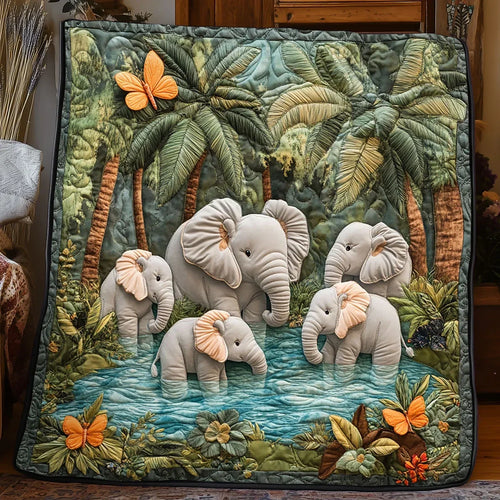 Tropical Elephant Quilt Blanket
