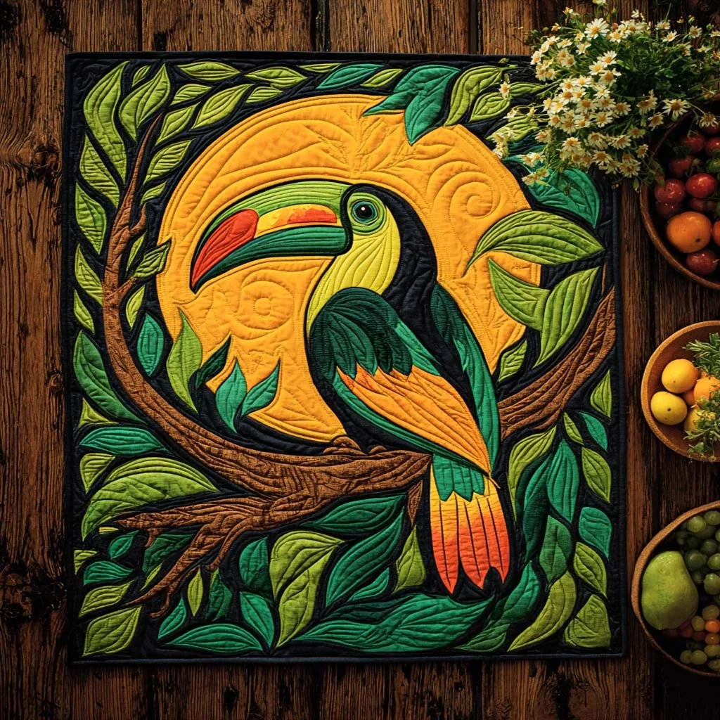 Tropical Flamebird Quilted Table Topper