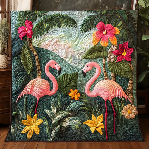 Tropical Flamingo Quilt Blanket