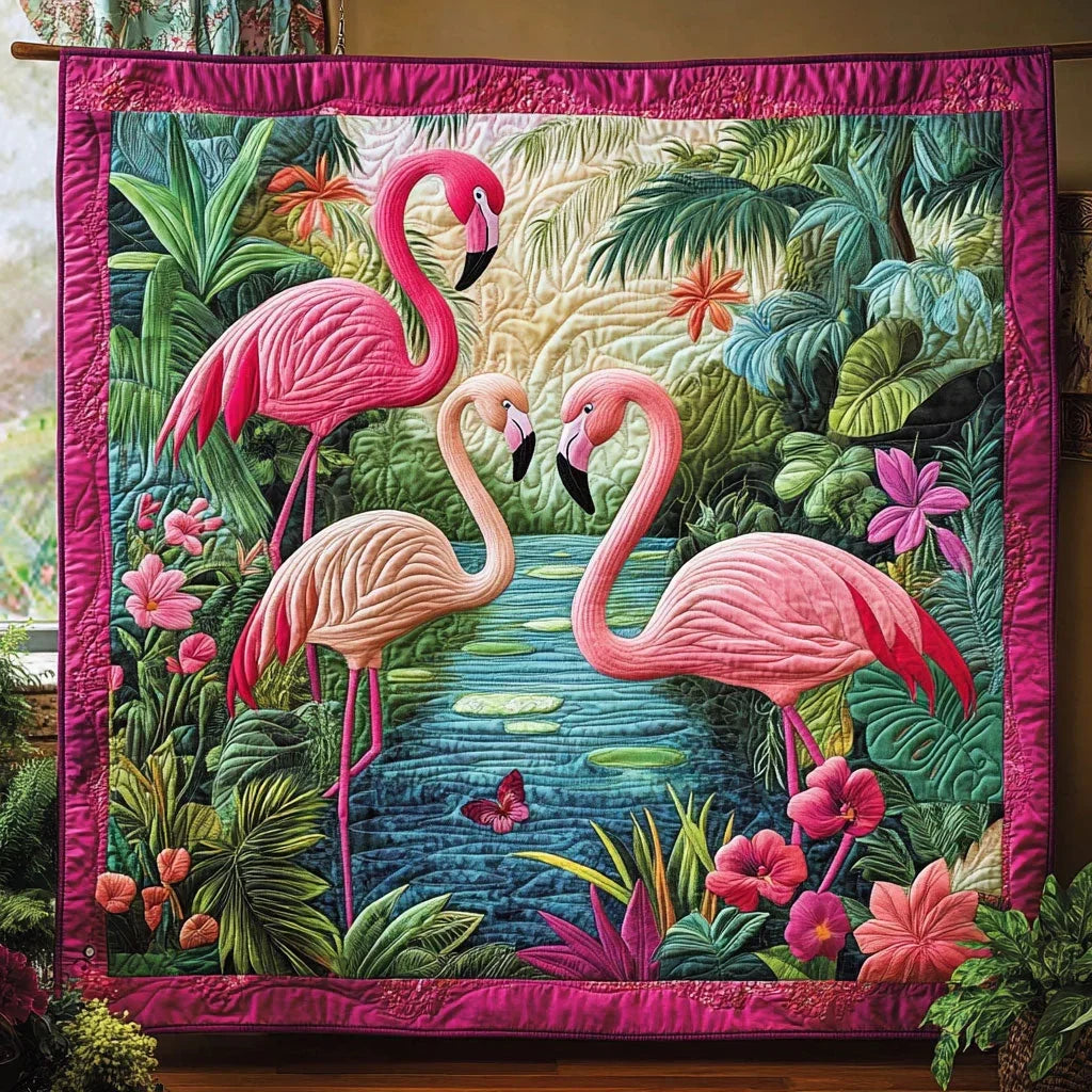 Tropical Flamingo Quilt Blanket