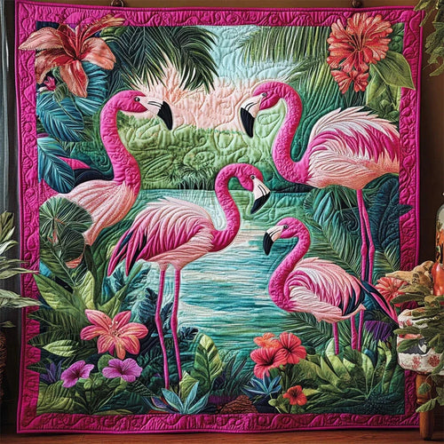 Tropical Flamingo Quilt Blanket