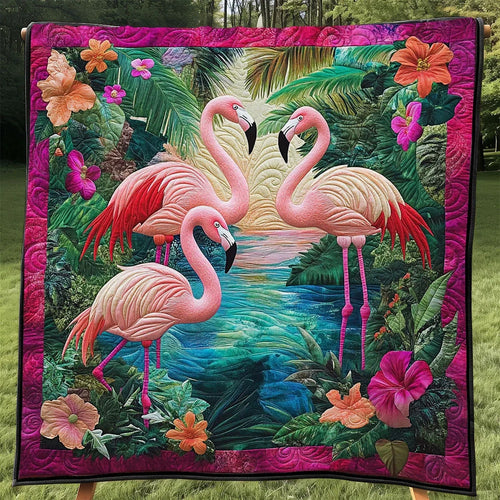 Tropical Flamingo Quilt Blanket