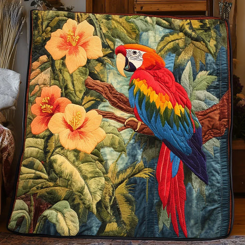 Tropical Macaw Quilt Blanket