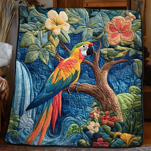 Tropical Macaw Quilt Blanket