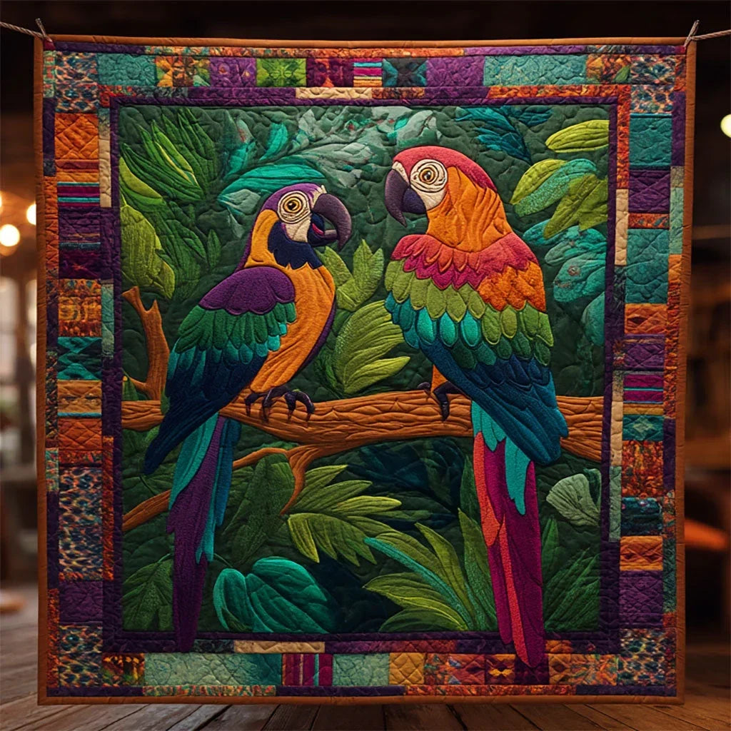 Tropical Parrot Quilt Blanket