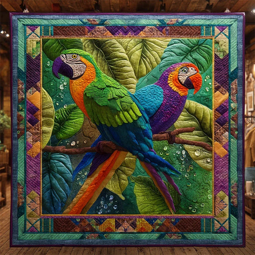 Tropical Parrot Quilt Blanket