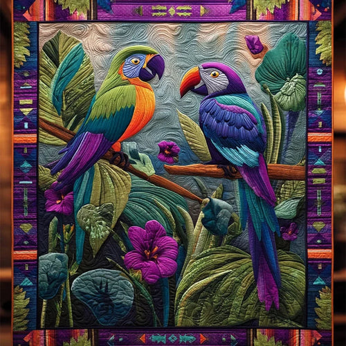 Tropical Parrot Quilt Blanket
