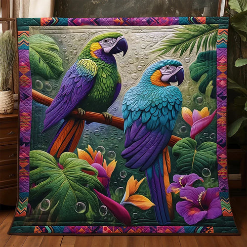 Tropical Parrot Quilt Blanket