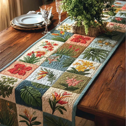 Tropical Patchwork Quilted Table Runner